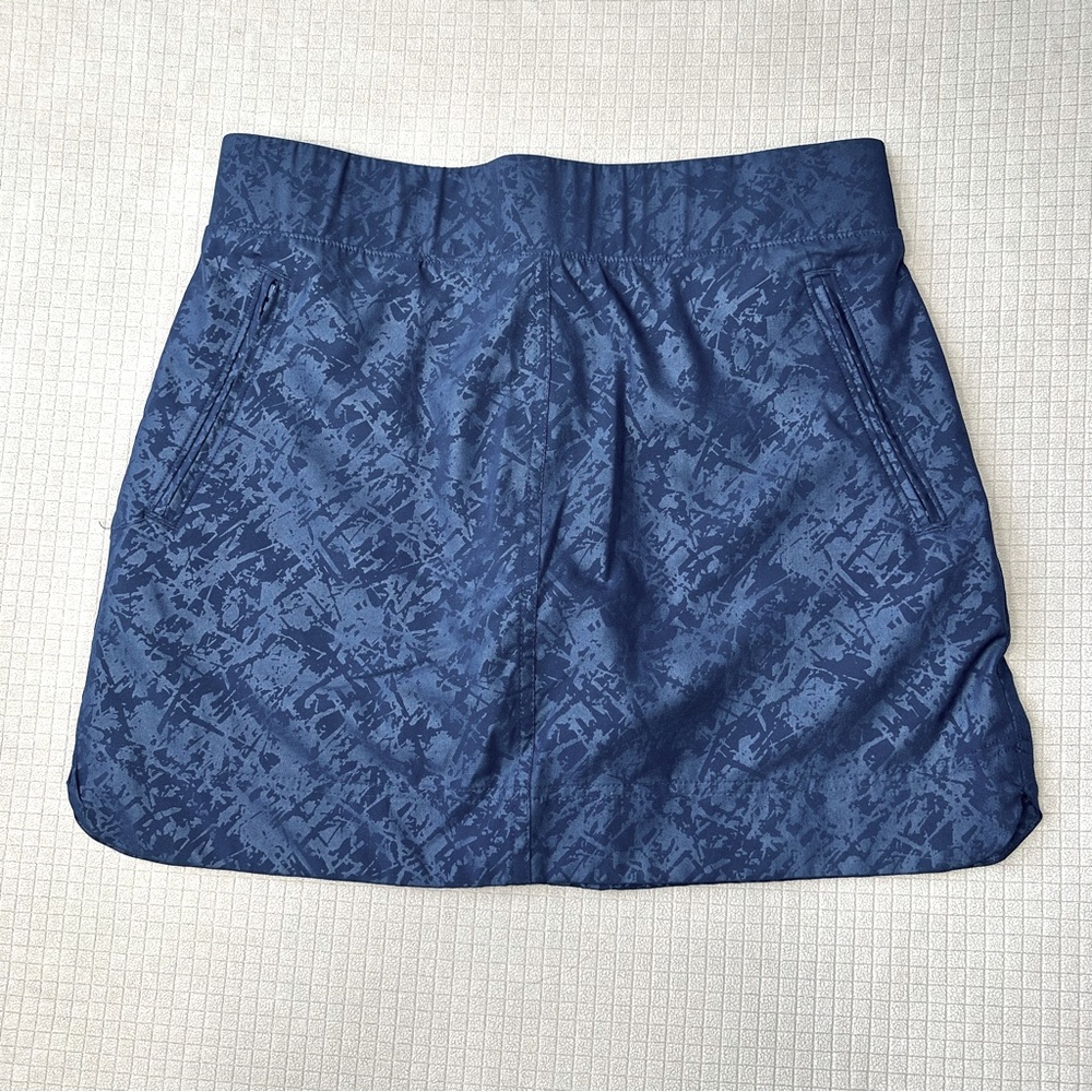 Orvis Womens Embossed Pull On Travel Skort Navy Blue Mesh Lined Short Size S